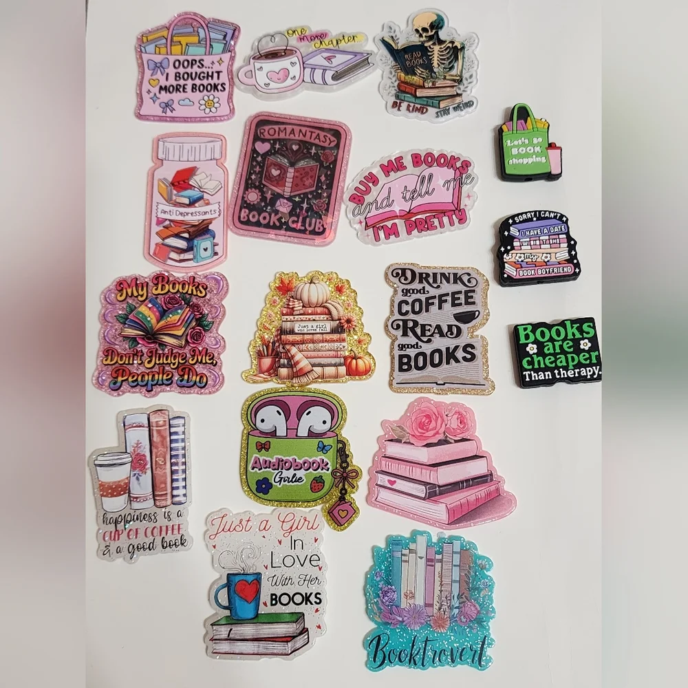 Books Flatback‎ Focal Beads For Review Reading Audiobooks Kindle Badge Keychain